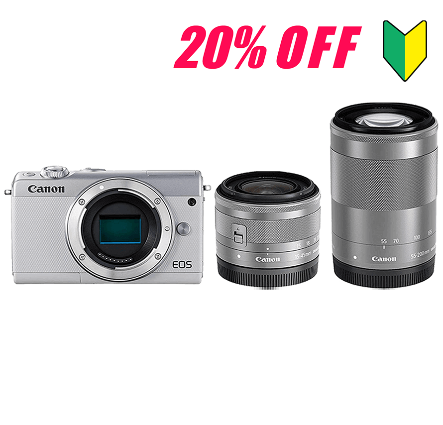 レンタル] Canon EOS M200 標準&望遠レンズセット/ホワイト｜ミラー 