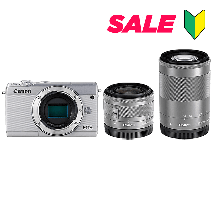 Canon EOS M200 標準&望遠レンズセット　ホワイト　ミラーレス一眼カメラレンタル